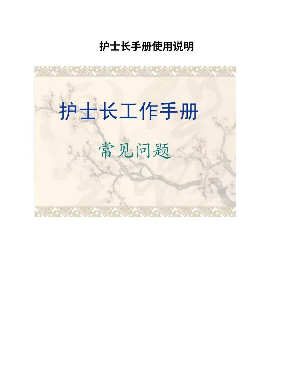 护士长手册使用说明 预览图