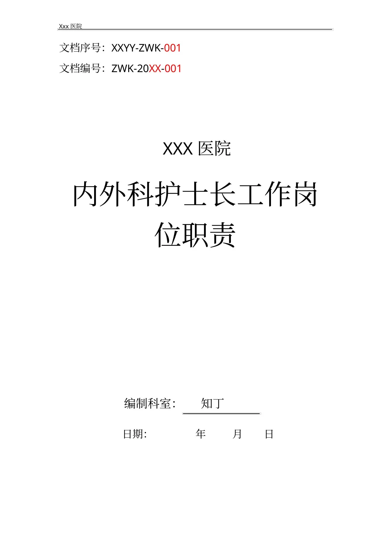医院内外科护士长工作岗位职责 预览图