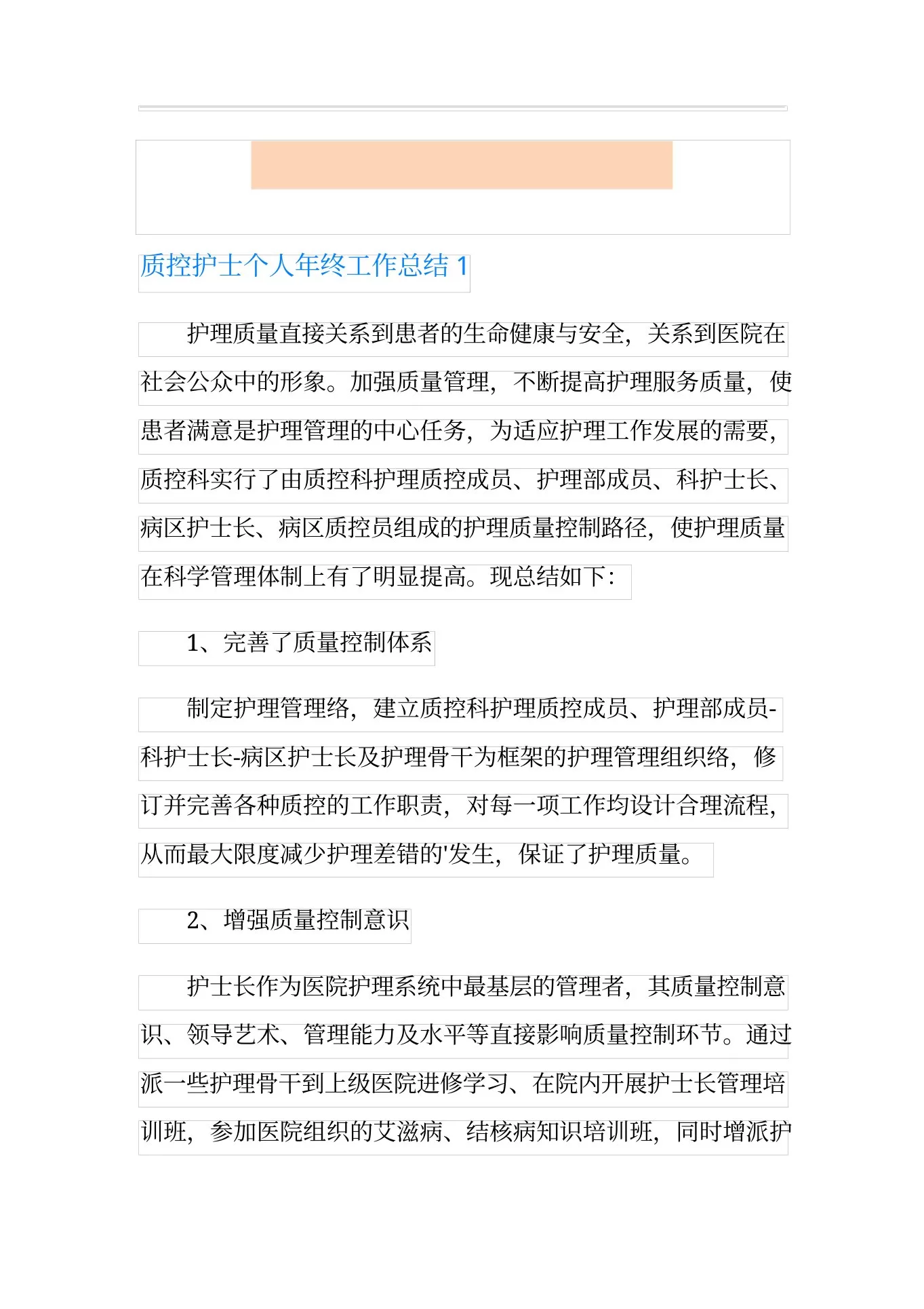 质控护士个人年终工作总结 预览图