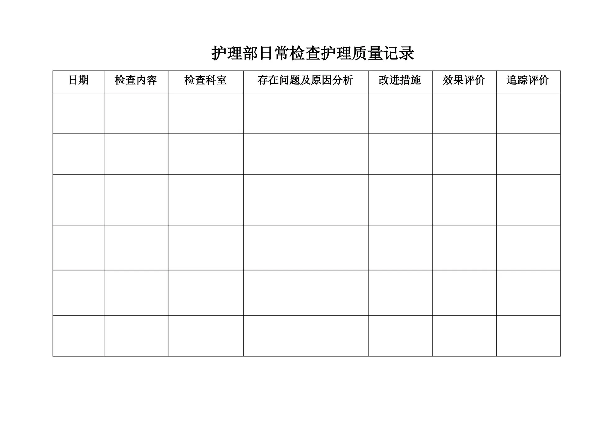 护理部日常检查护理质量记录 预览图