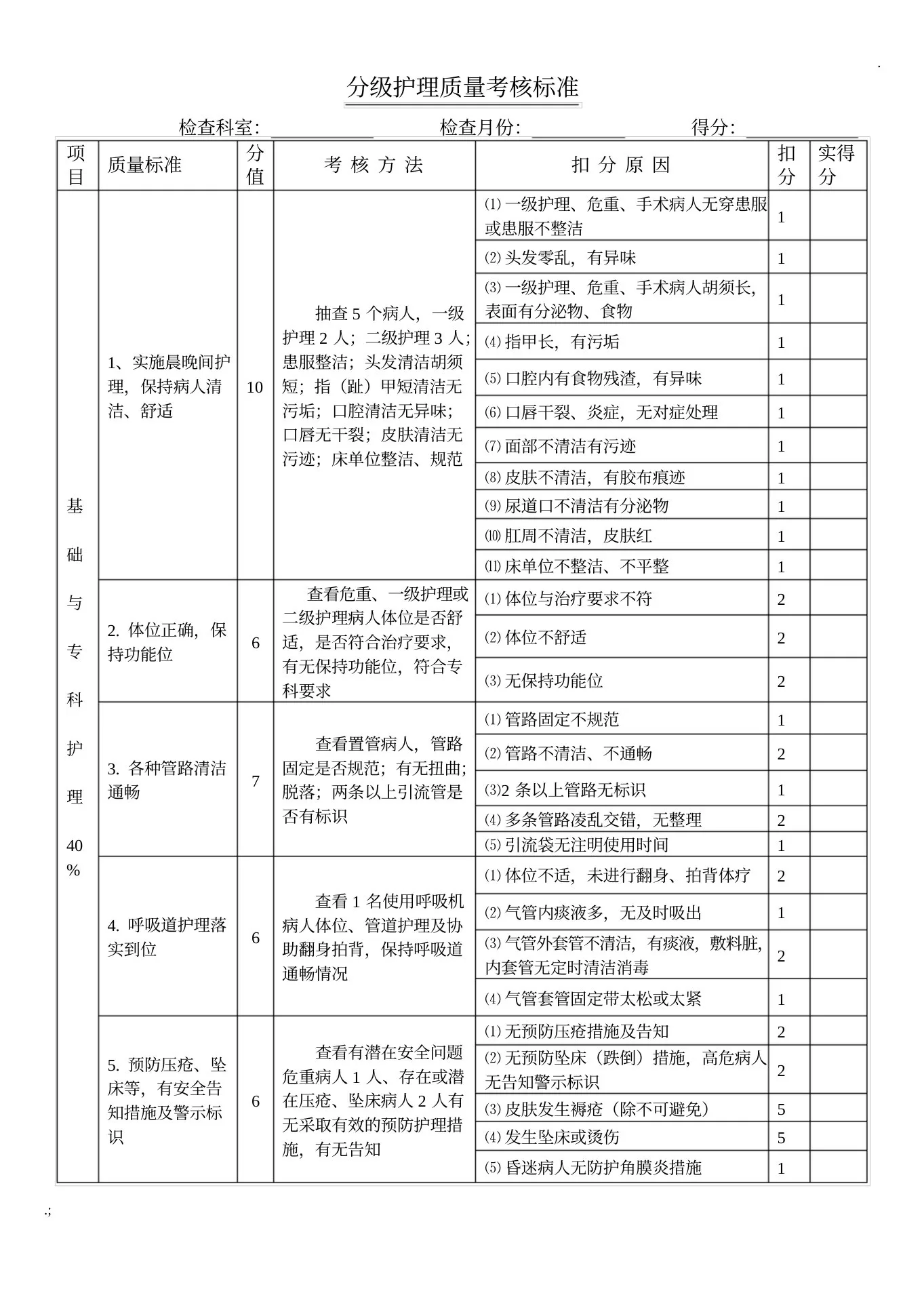 分级护理质量考核标准 预览图