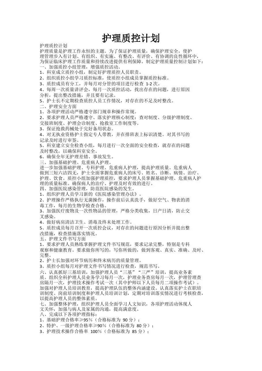 护理质控计划 预览图