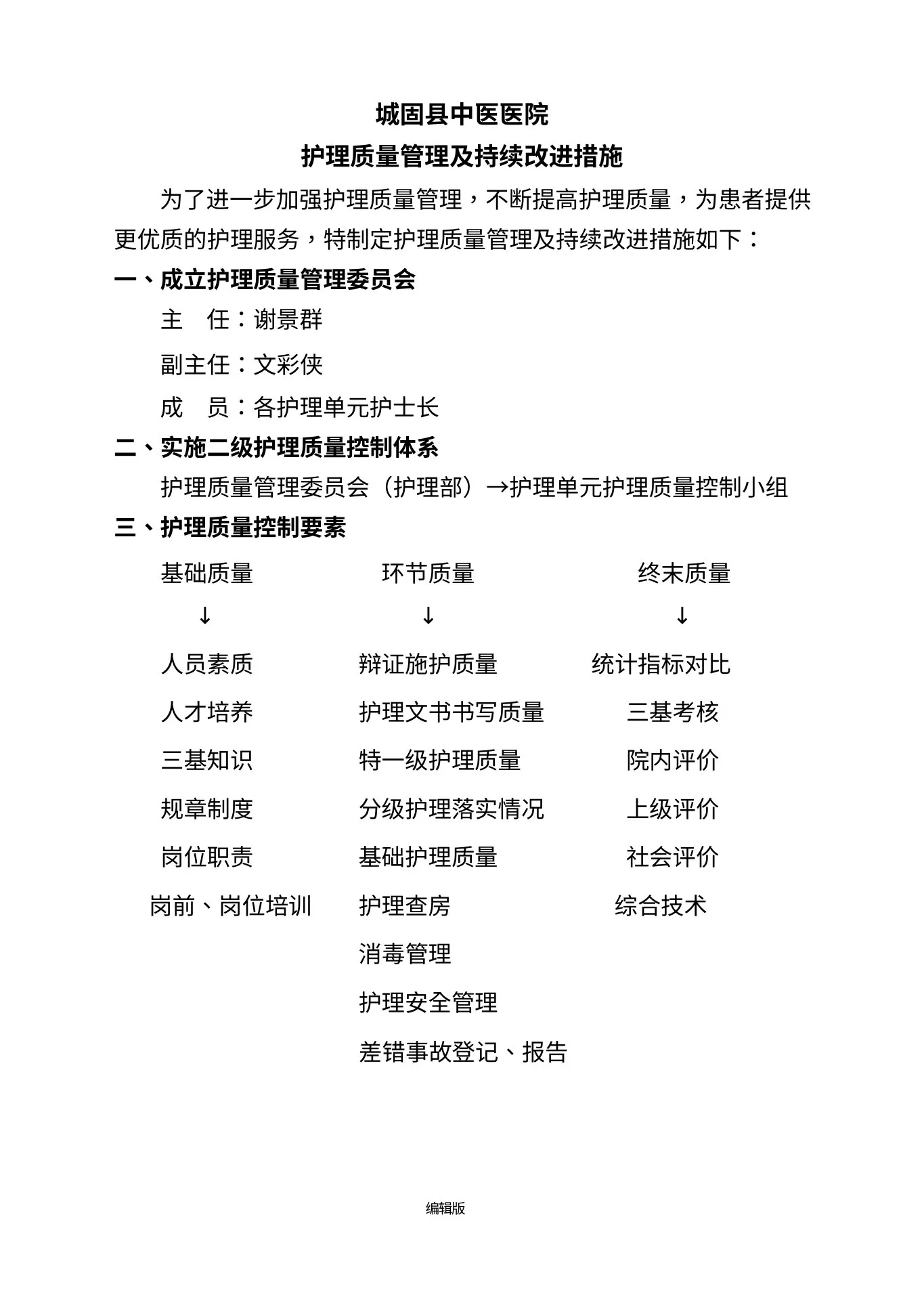 护理质量持续改进措施最新版本 预览图