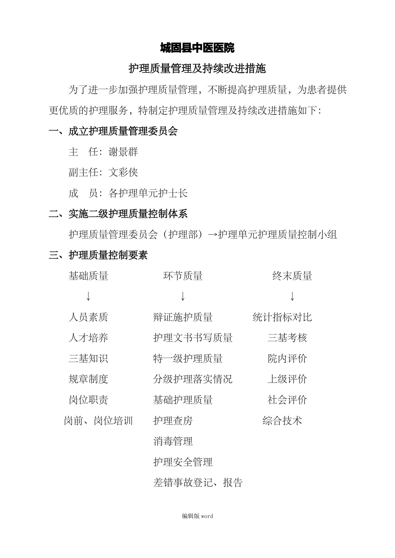 护理质量持续改进措施最新版本 预览图