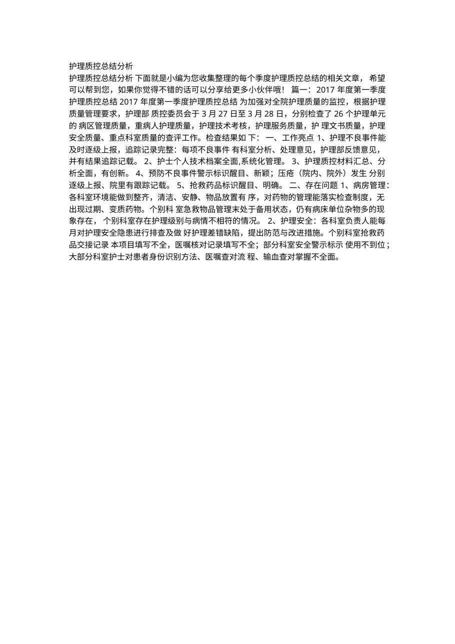 护理质控总结分析12页 预览图