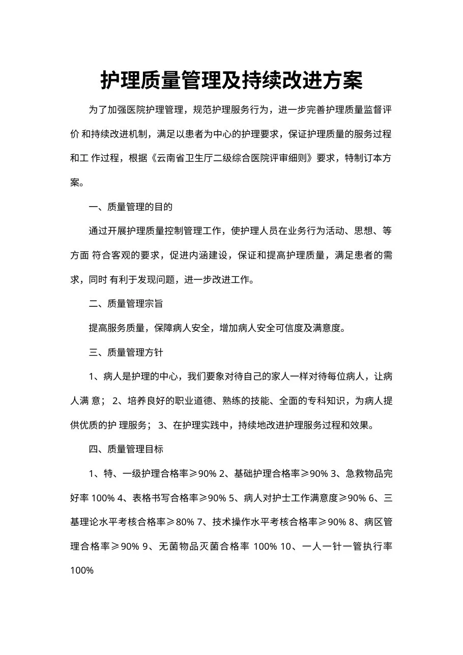 护理质量管理及持续改进方案 预览图