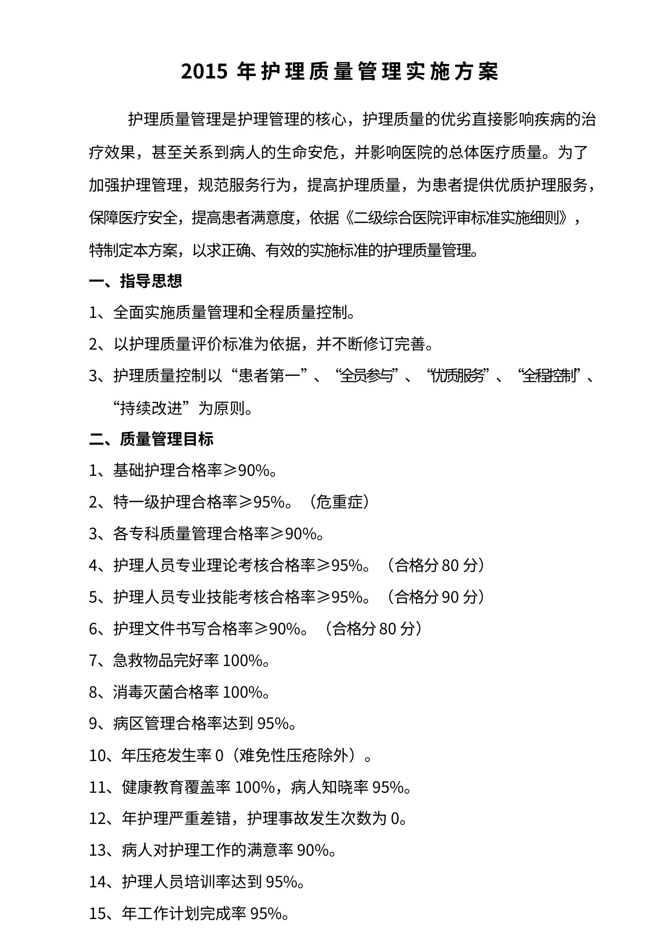 护理质量管理实施方案 预览图
