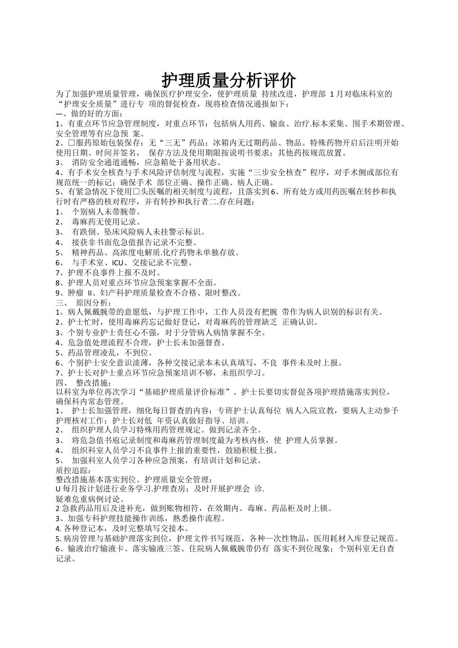 护理质量分析评价 预览图