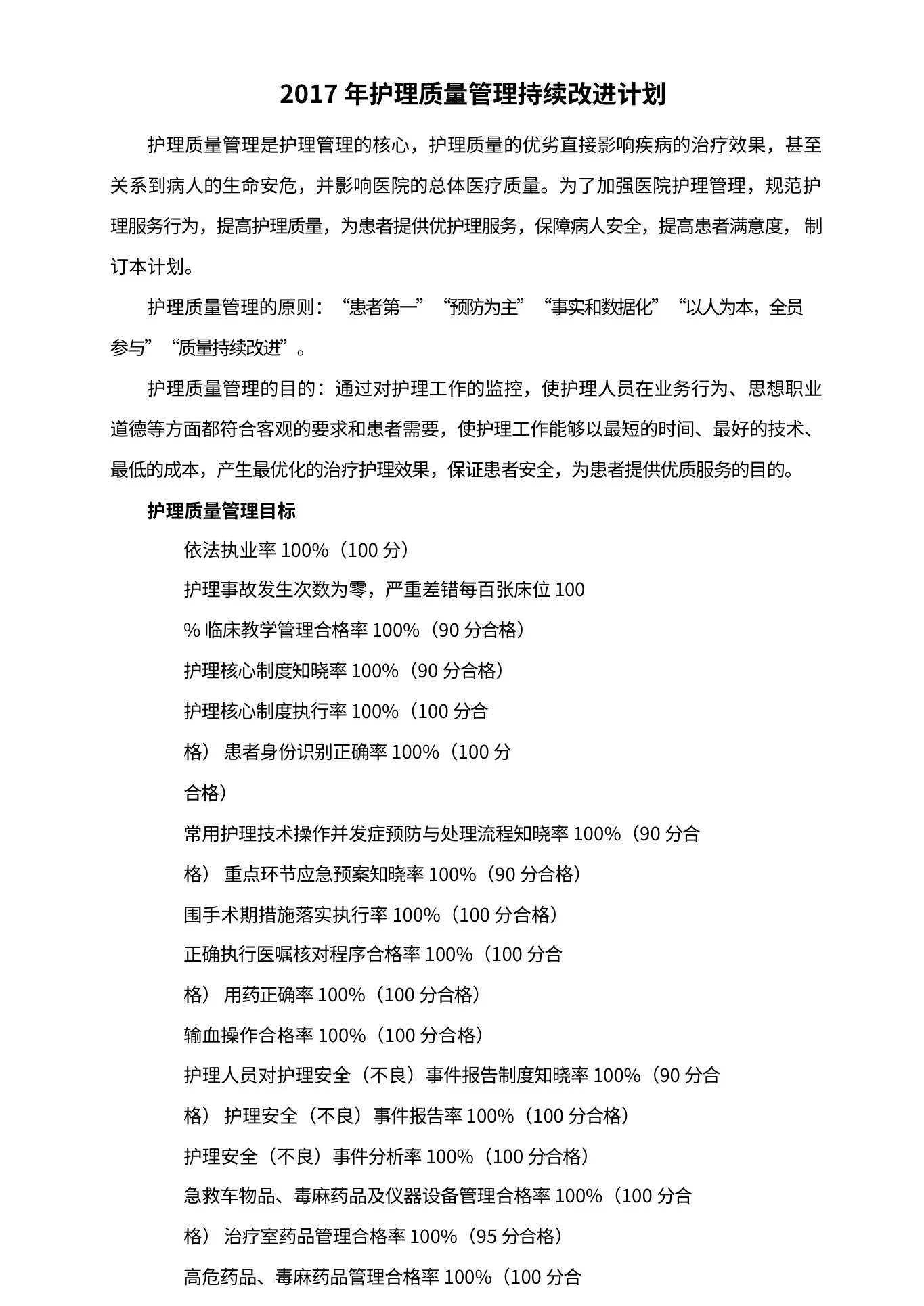 护理质量管理与持续改进计划 预览图