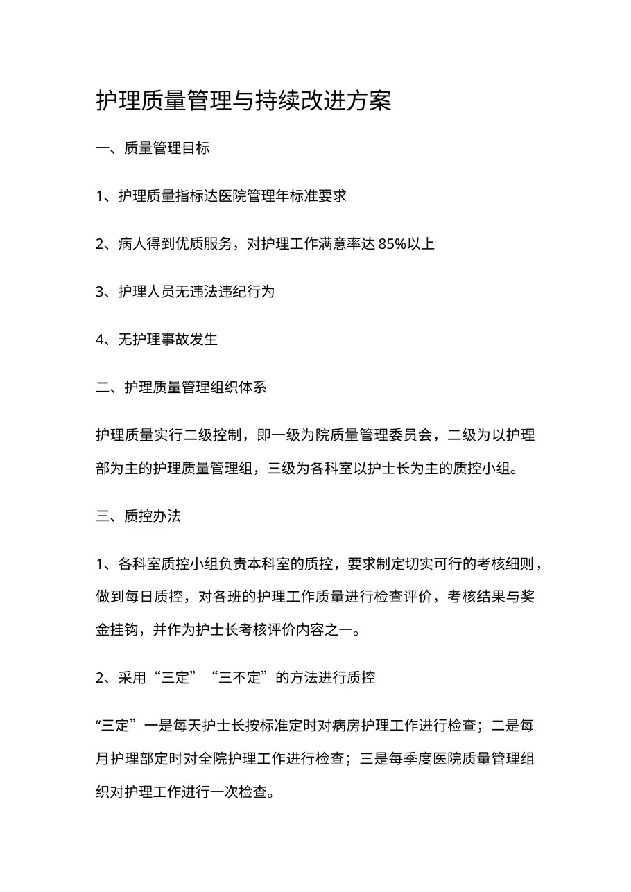 护理质量管理与持续改进方案 预览图