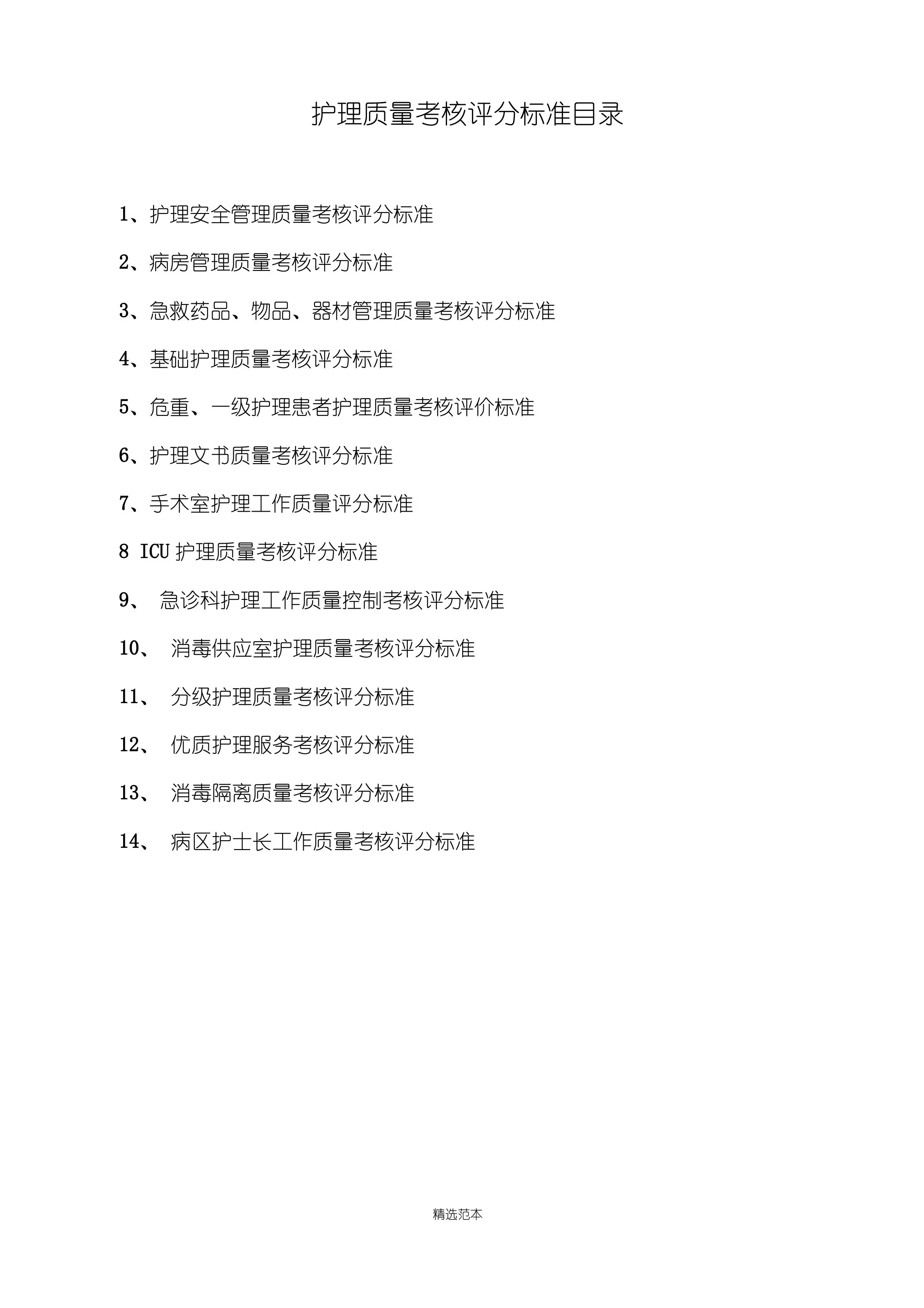 护理质量考核评分标准 预览图