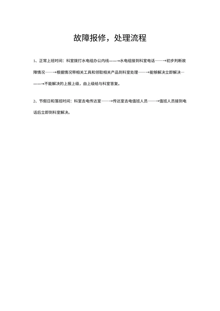 C4故障报修处理流程,节假日故障时联系方式 预览图