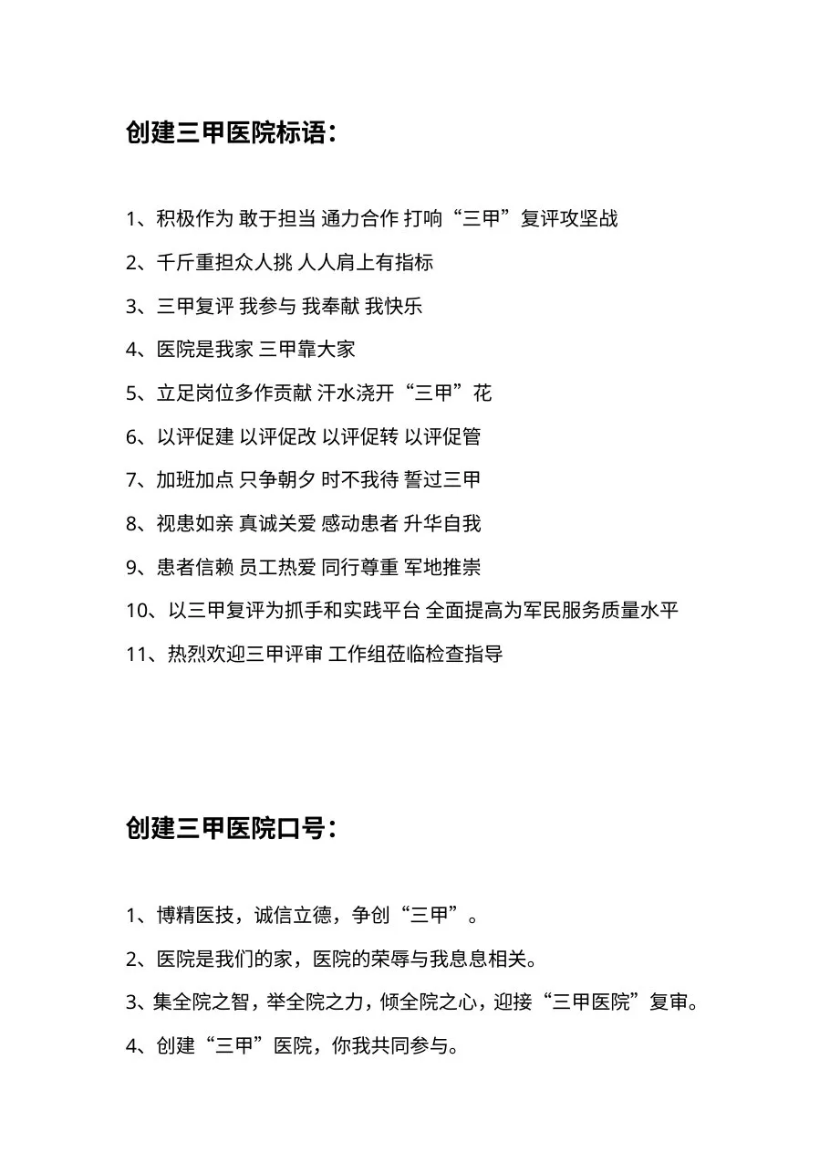 三甲医院评审标语及口号 预览图