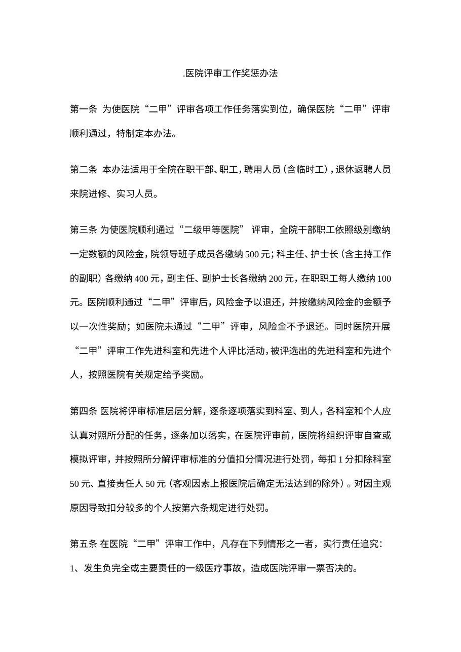 医院评审奖惩办法 预览图