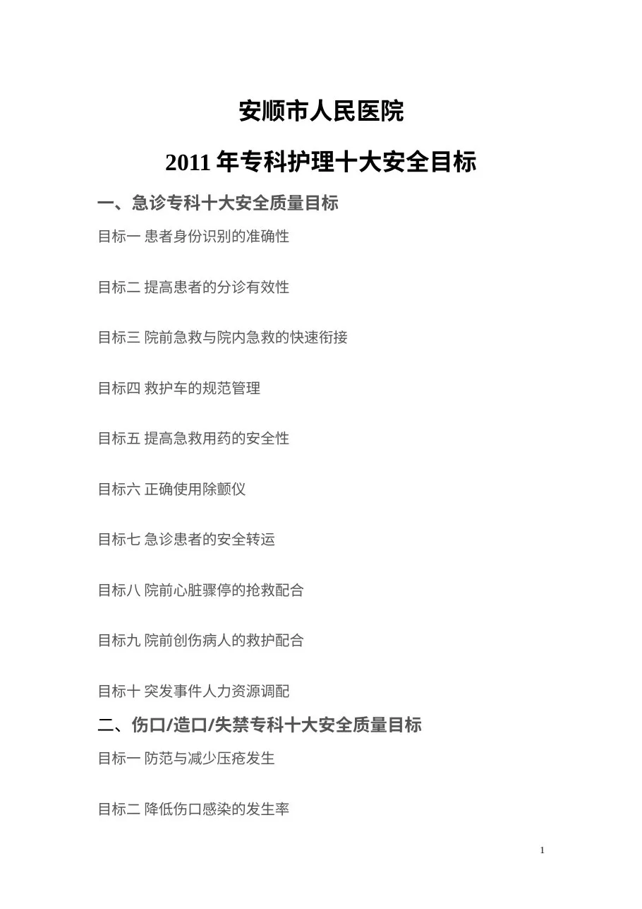 专科患者十大安全目标 预览图
