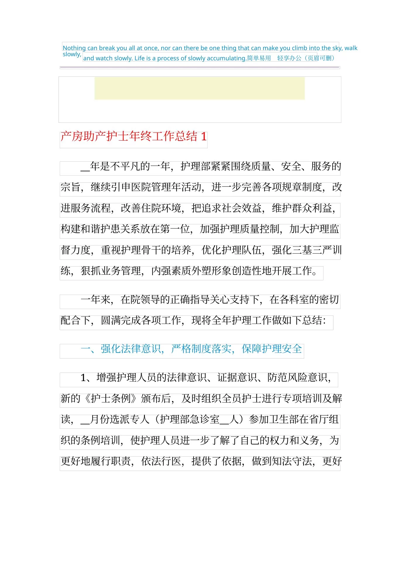 20xx年产房助产护士年终工作总结 预览图