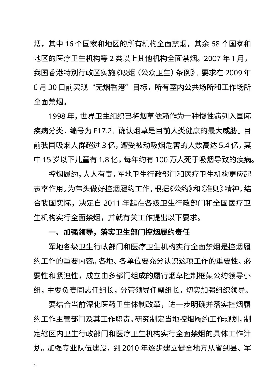 关于2011年起全国医疗卫生系统全面禁烟的决定 预览图