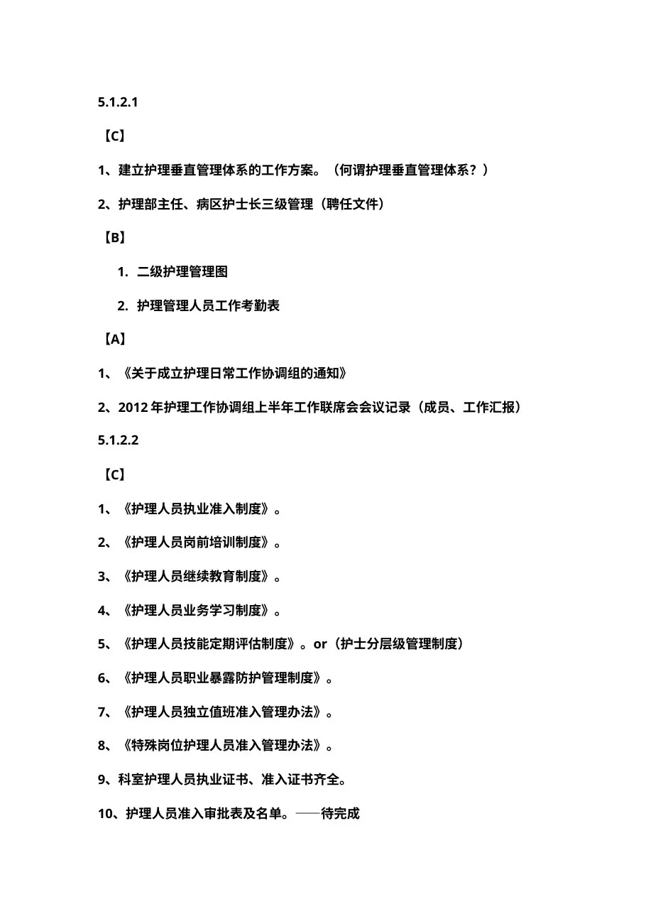 二甲医院复审护理需备材料目录 预览图