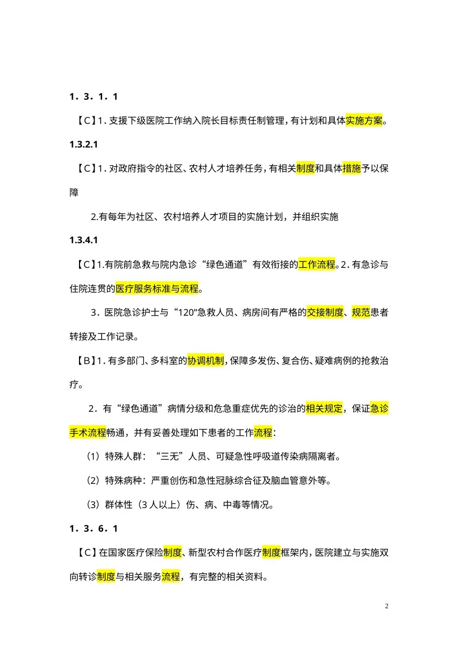 三级综合医院评审与医务科有关的制度、流程、措施、规范 预览图