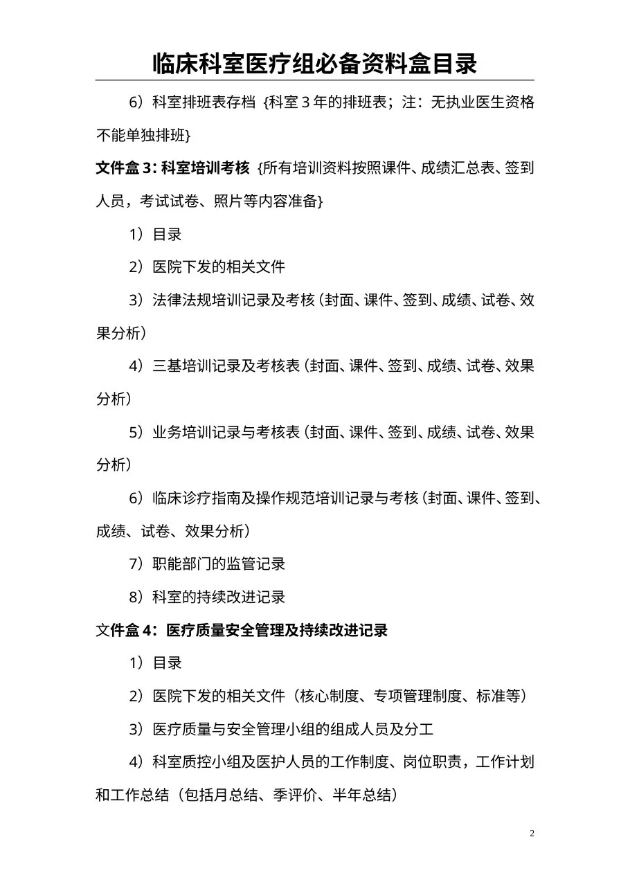 00最新最全创三甲临床科室必备资料盒目录 预览图