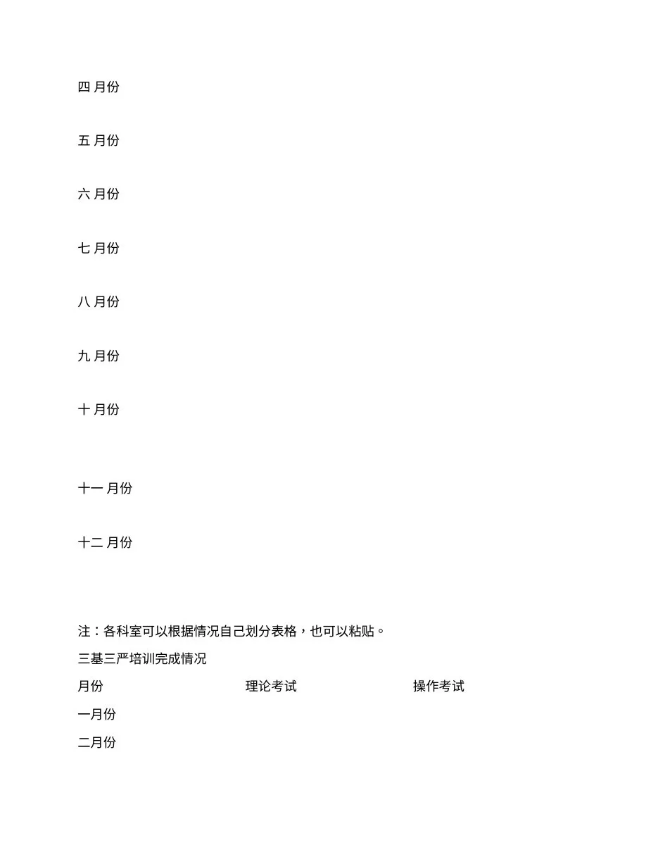 护士长工作手册内页表格 预览图