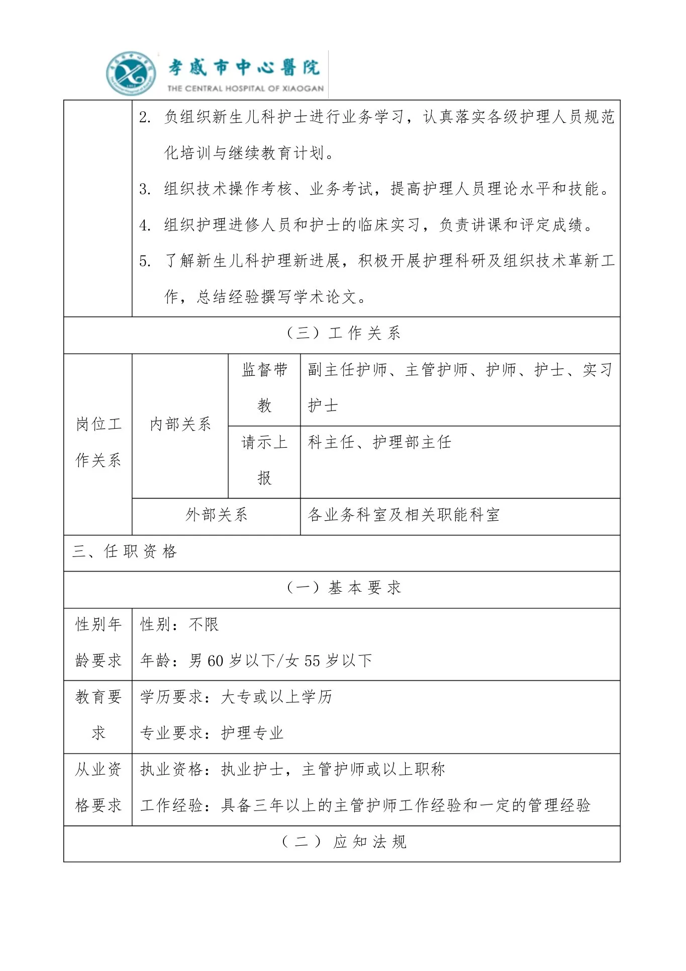 新生儿科护士长岗位职责 预览图