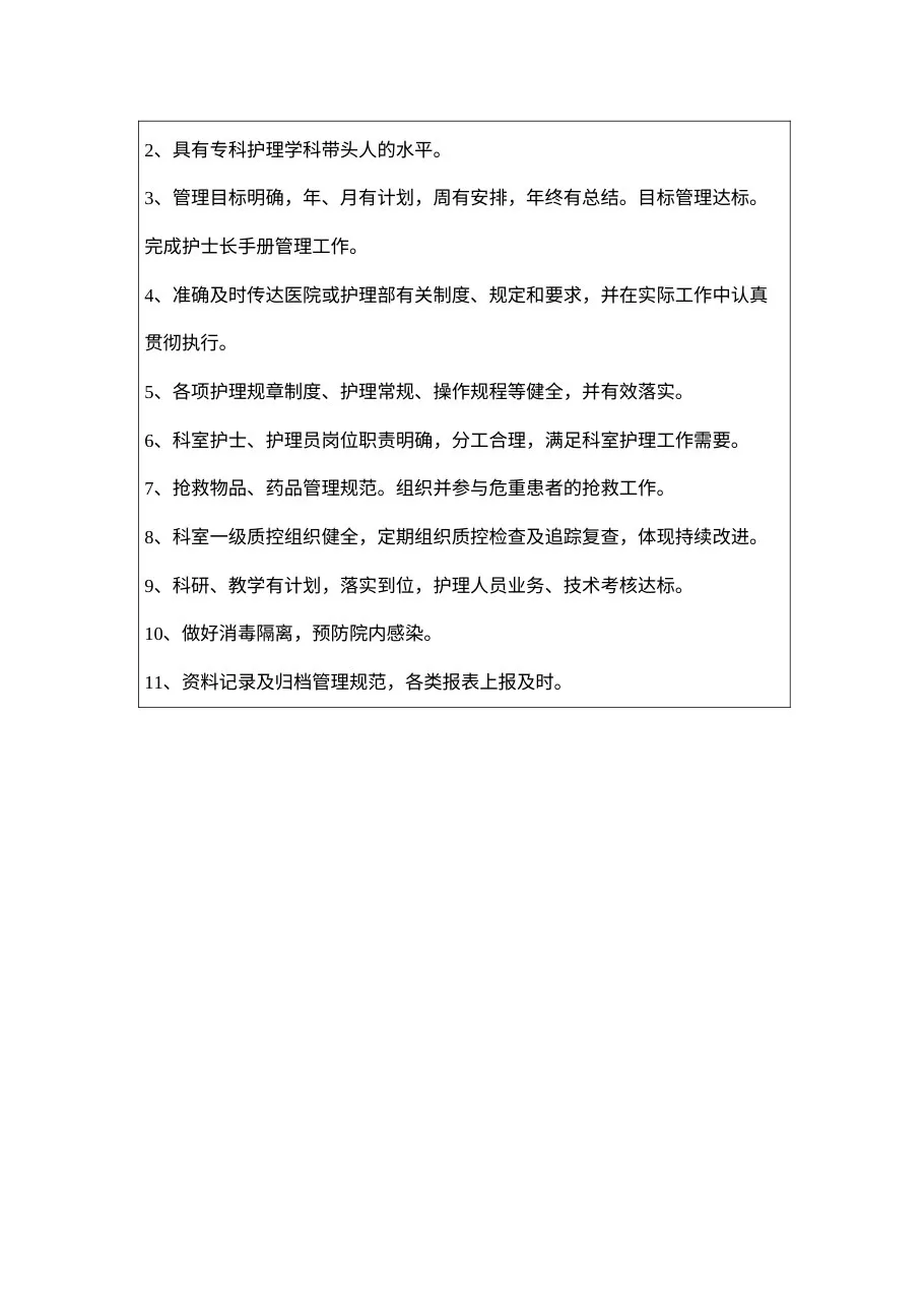 血液透析室护士长岗位说明书 预览图