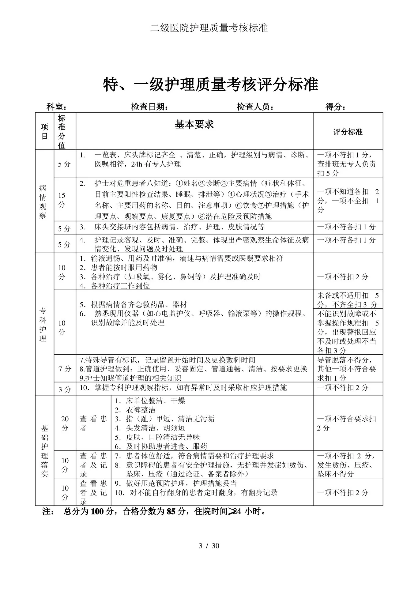 二级医院护理质量考核标准 预览图