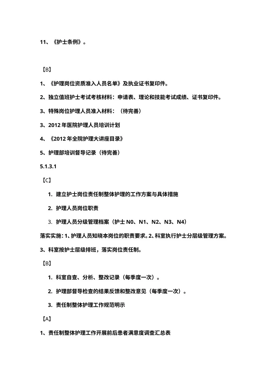 二甲医院复审护理需备材料目录 预览图
