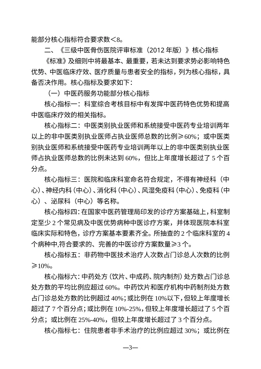 三级中医专科医院分等标准和评审核心指标 预览图