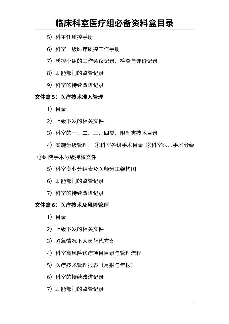 00最新最全创三甲临床科室必备资料盒目录 预览图