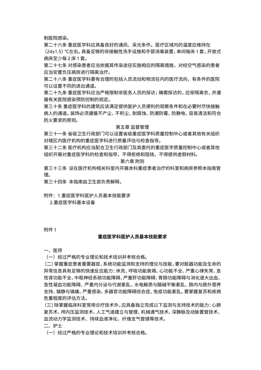 重症医学科建设与管理指南(试行) 预览图