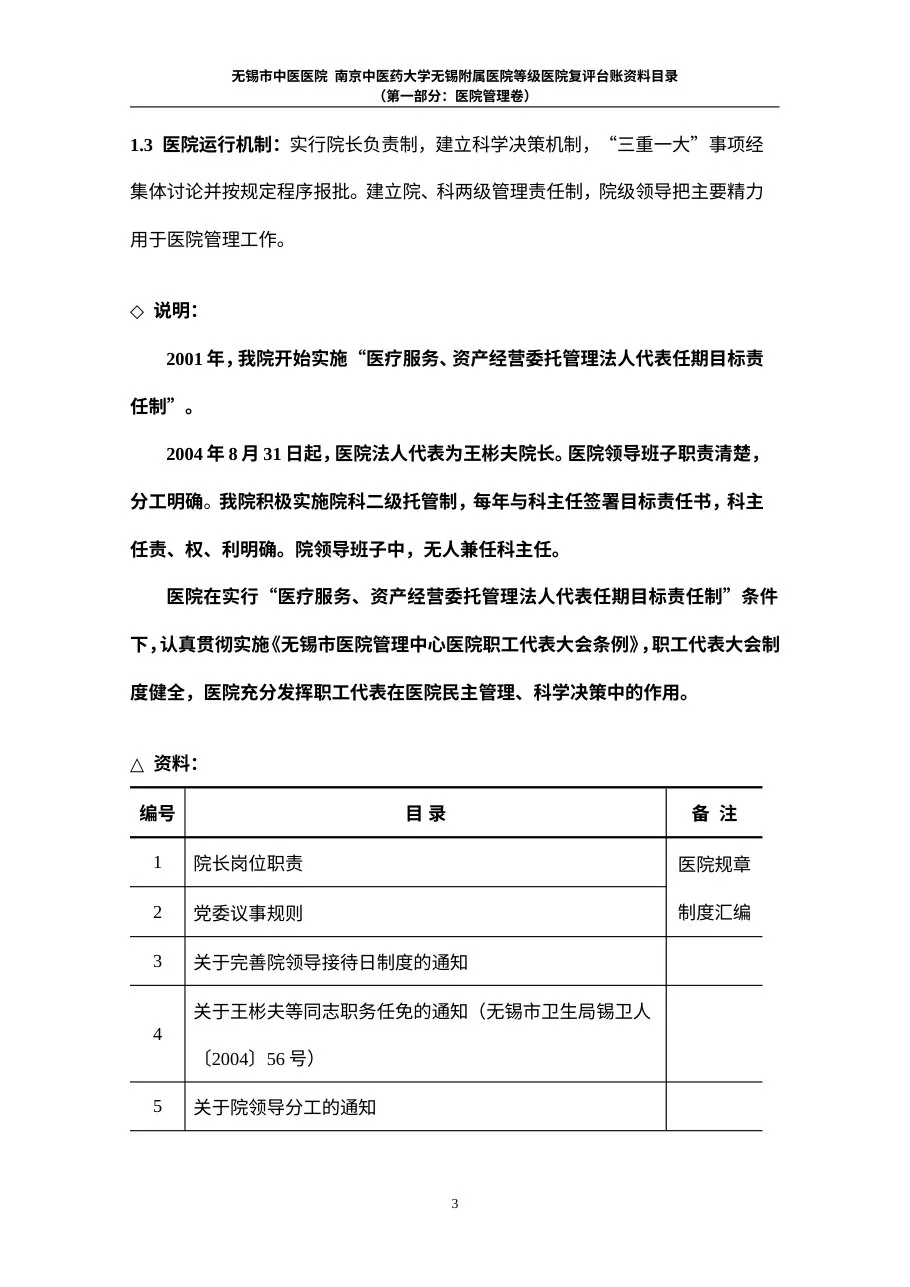 等级医院复评资料目录(参考样稿) 预览图