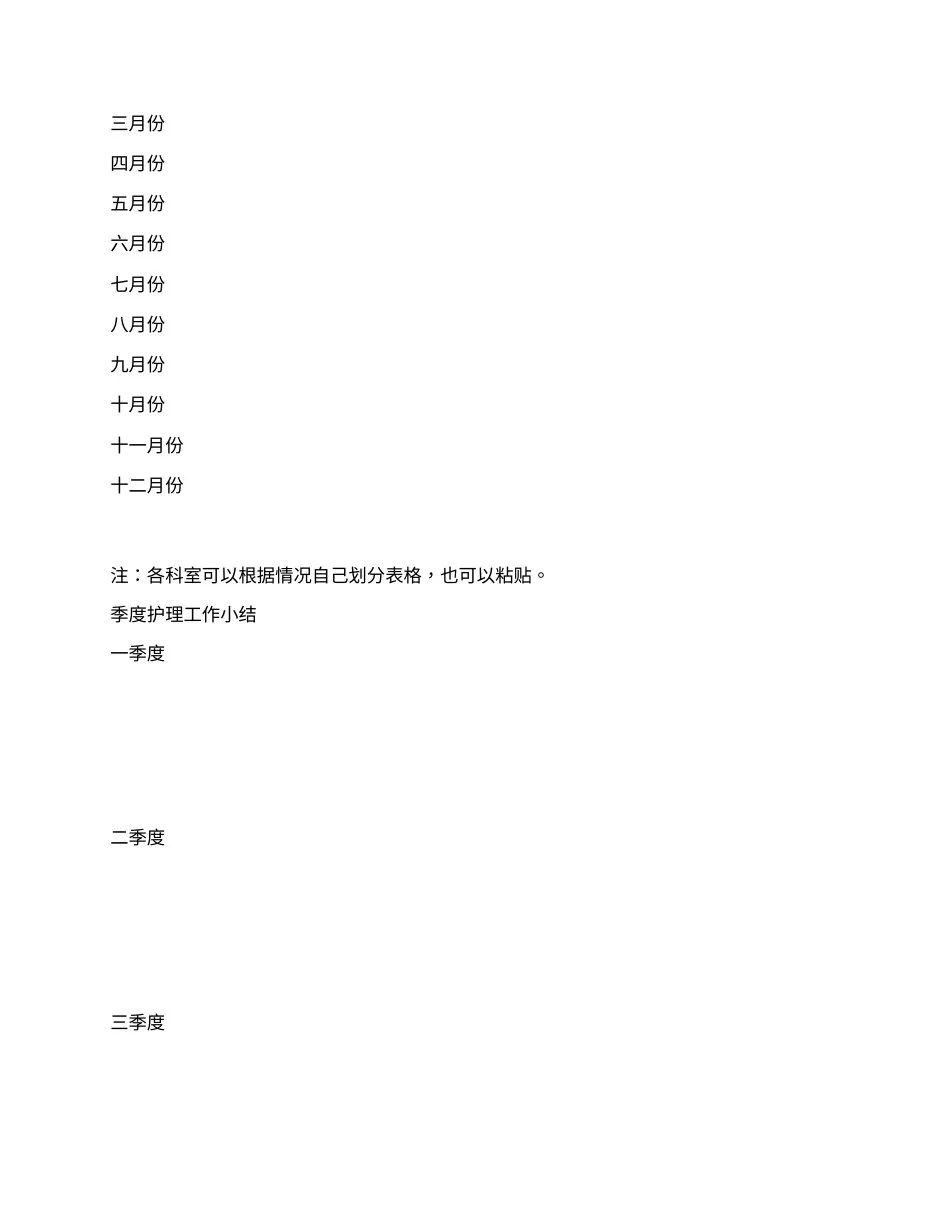 护士长工作手册内页表格 预览图