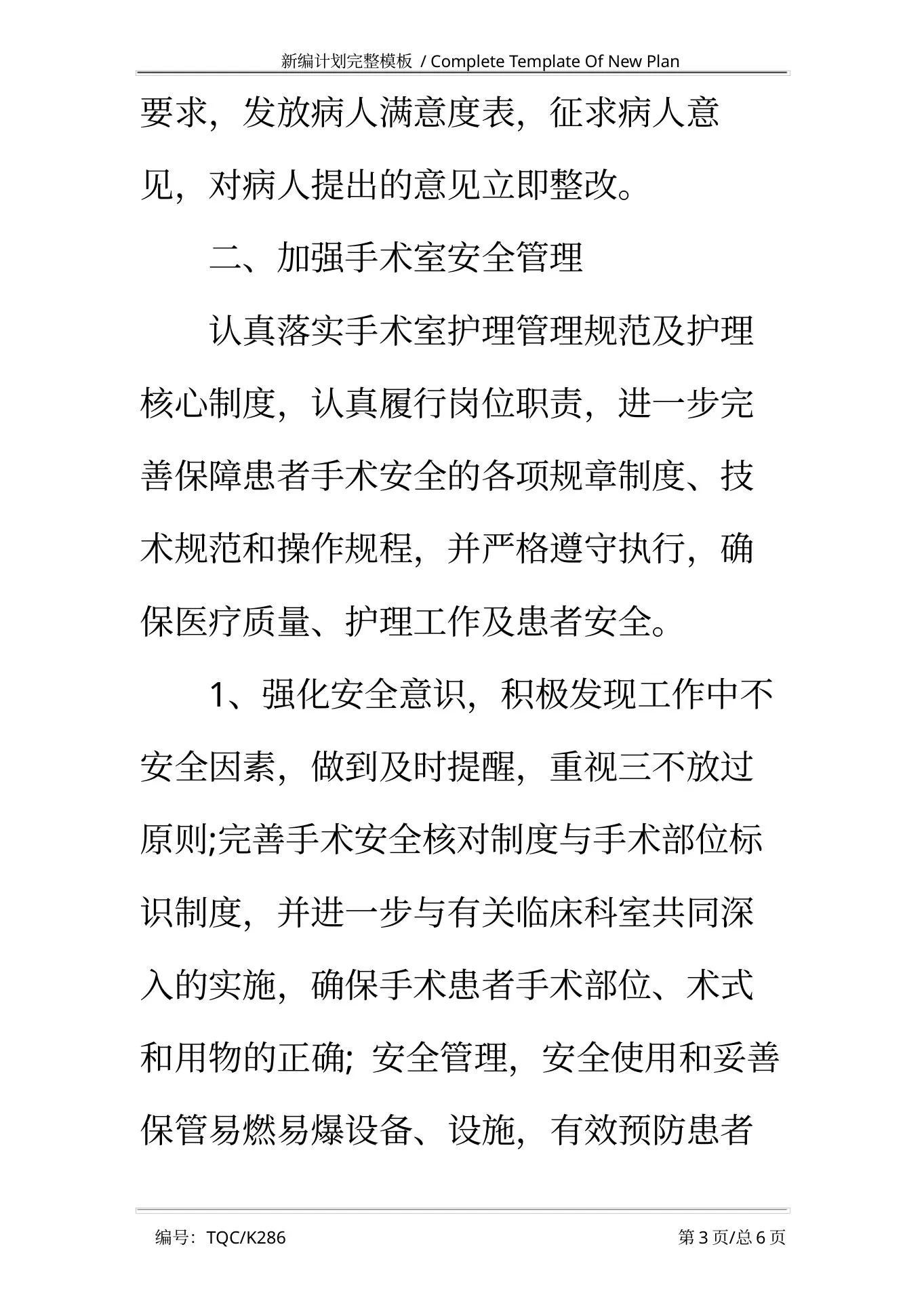 手术室护士长工作计划 预览图