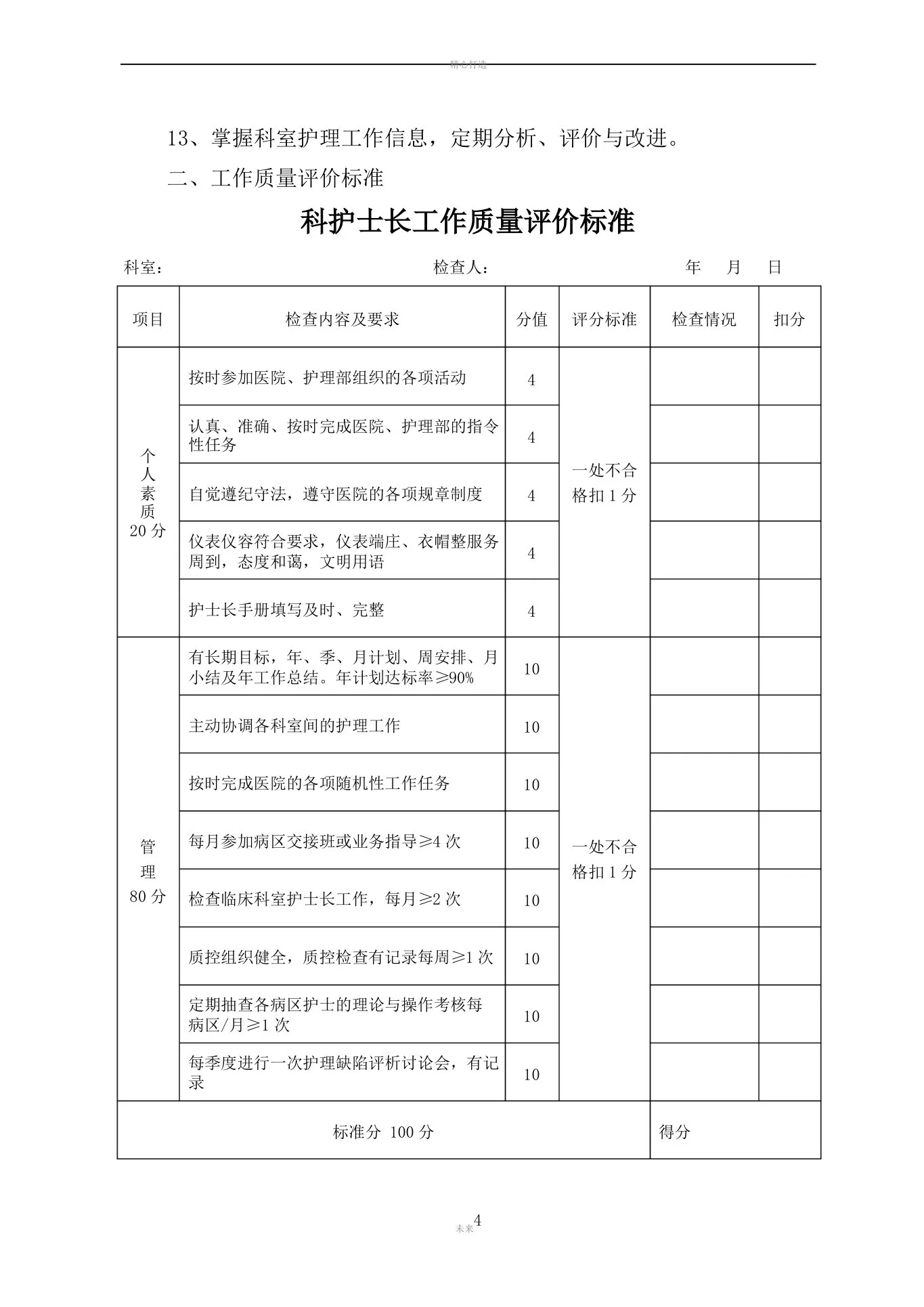 护理管理质量标准及评价标准(全部好) 预览图