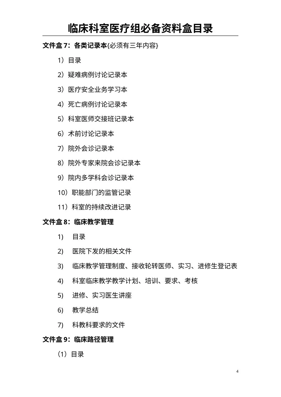 00最新最全创三甲临床科室必备资料盒目录 预览图