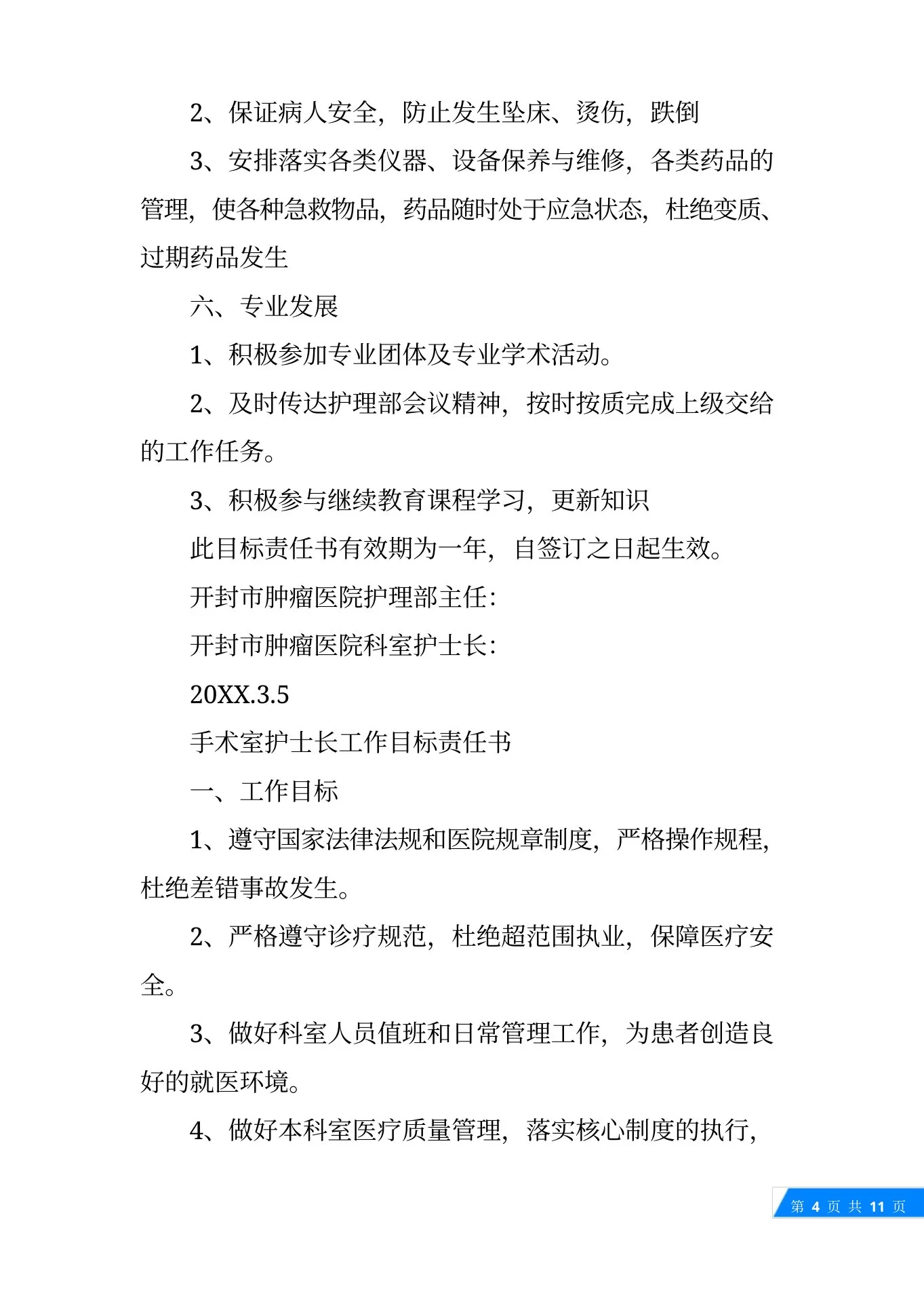 护士长目标责任书 预览图