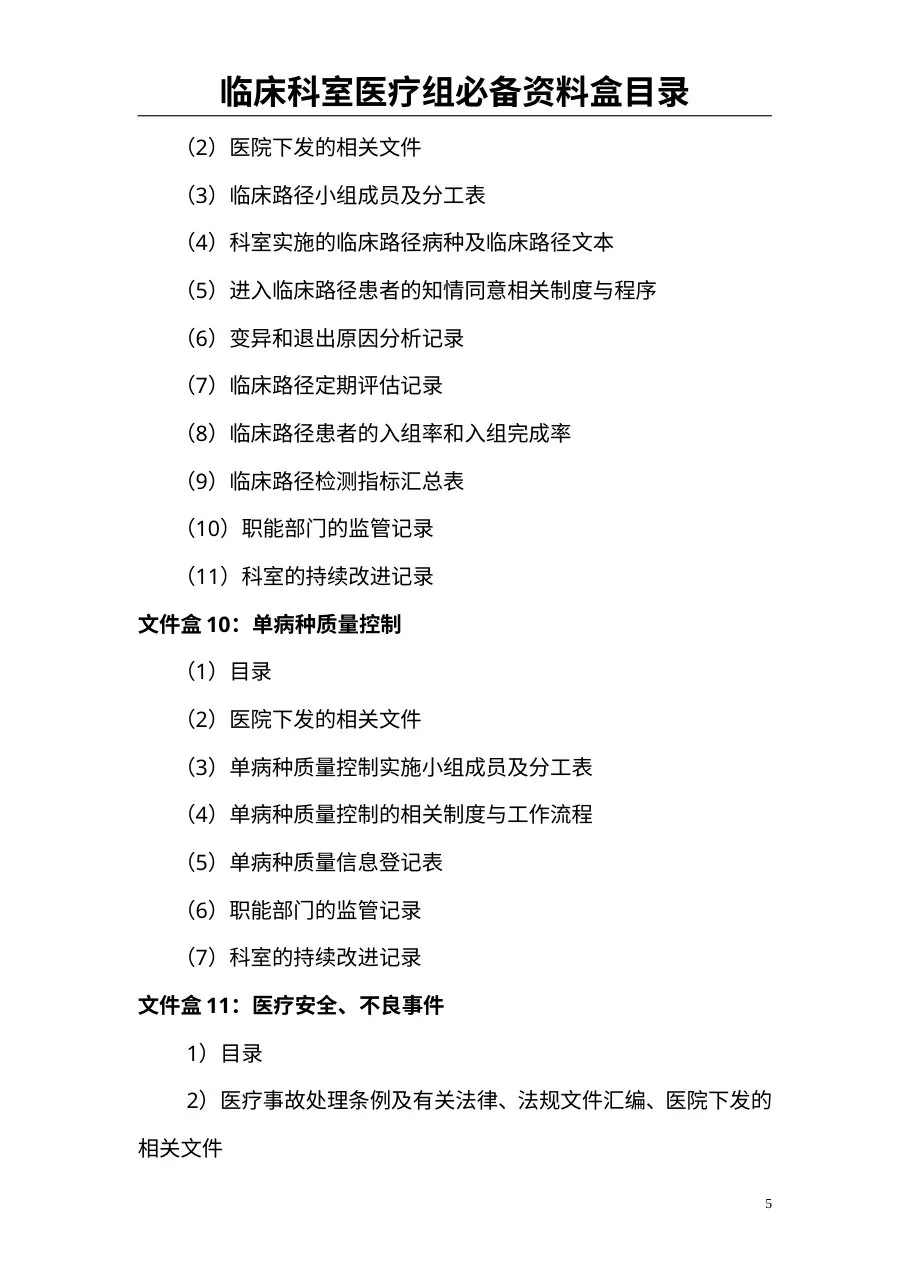 00最新最全创三甲临床科室必备资料盒目录 预览图