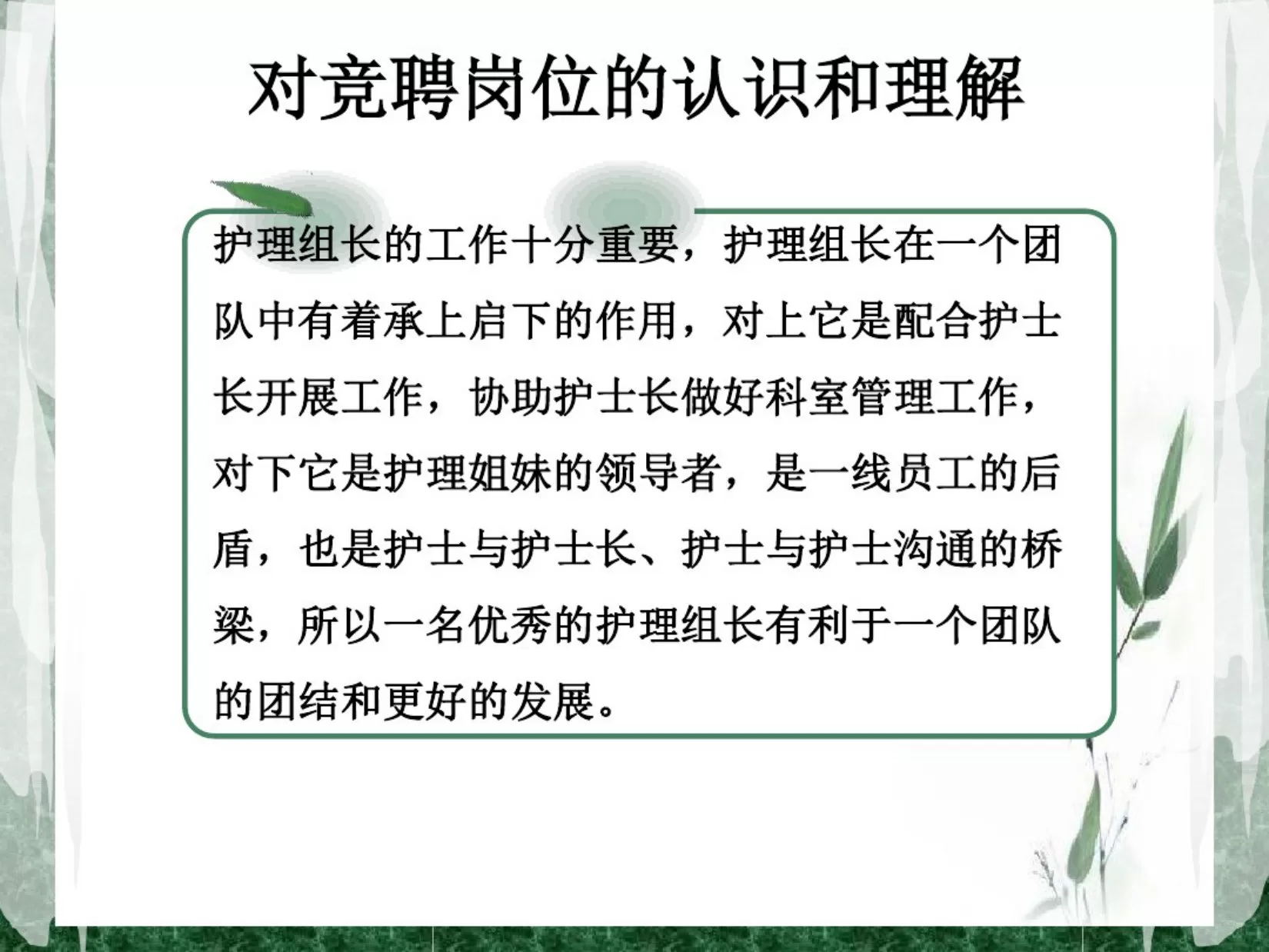 护理责任组长竞聘PPT 预览图