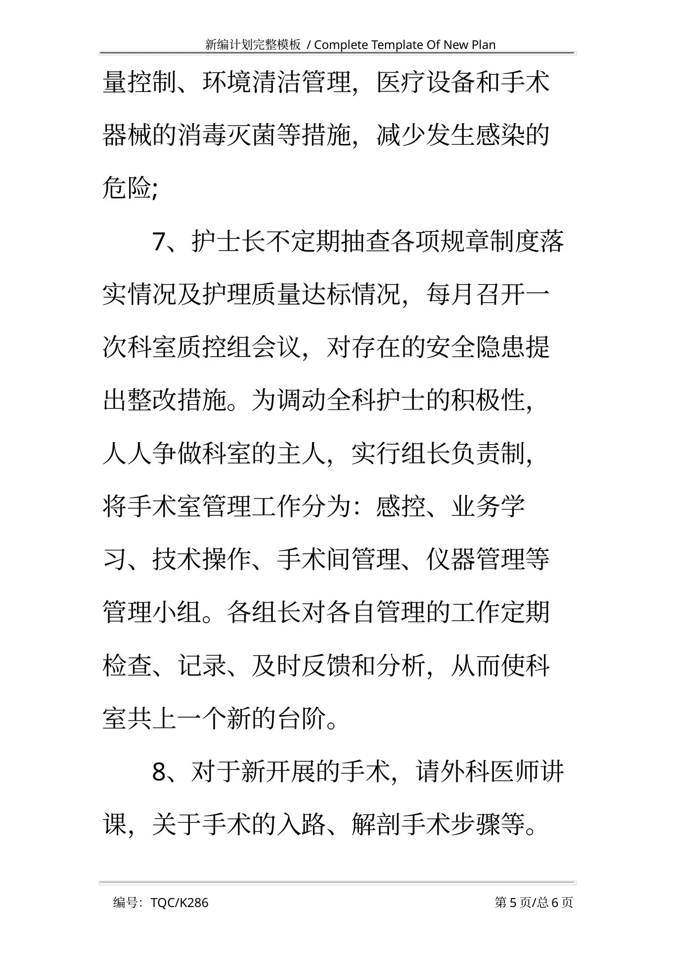 手术室护士长工作计划 预览图