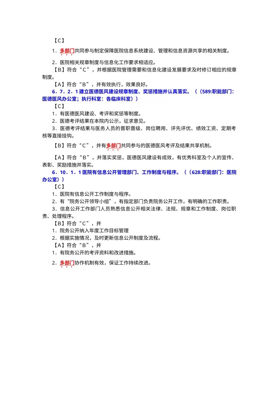 《三级医院评审细则》要求多部门共同参与管理的相关工作 预览图