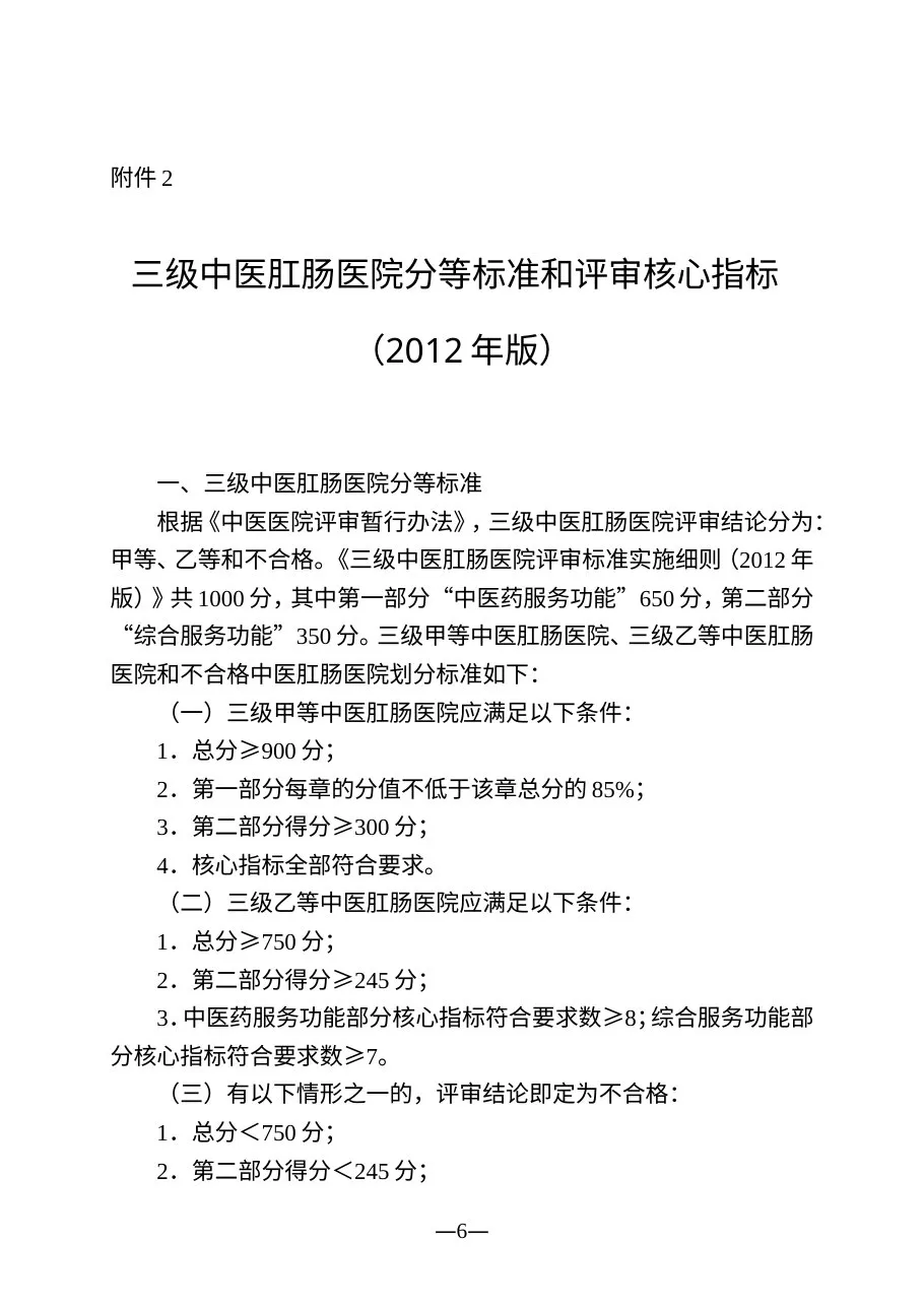 三级中医专科医院分等标准和评审核心指标 预览图