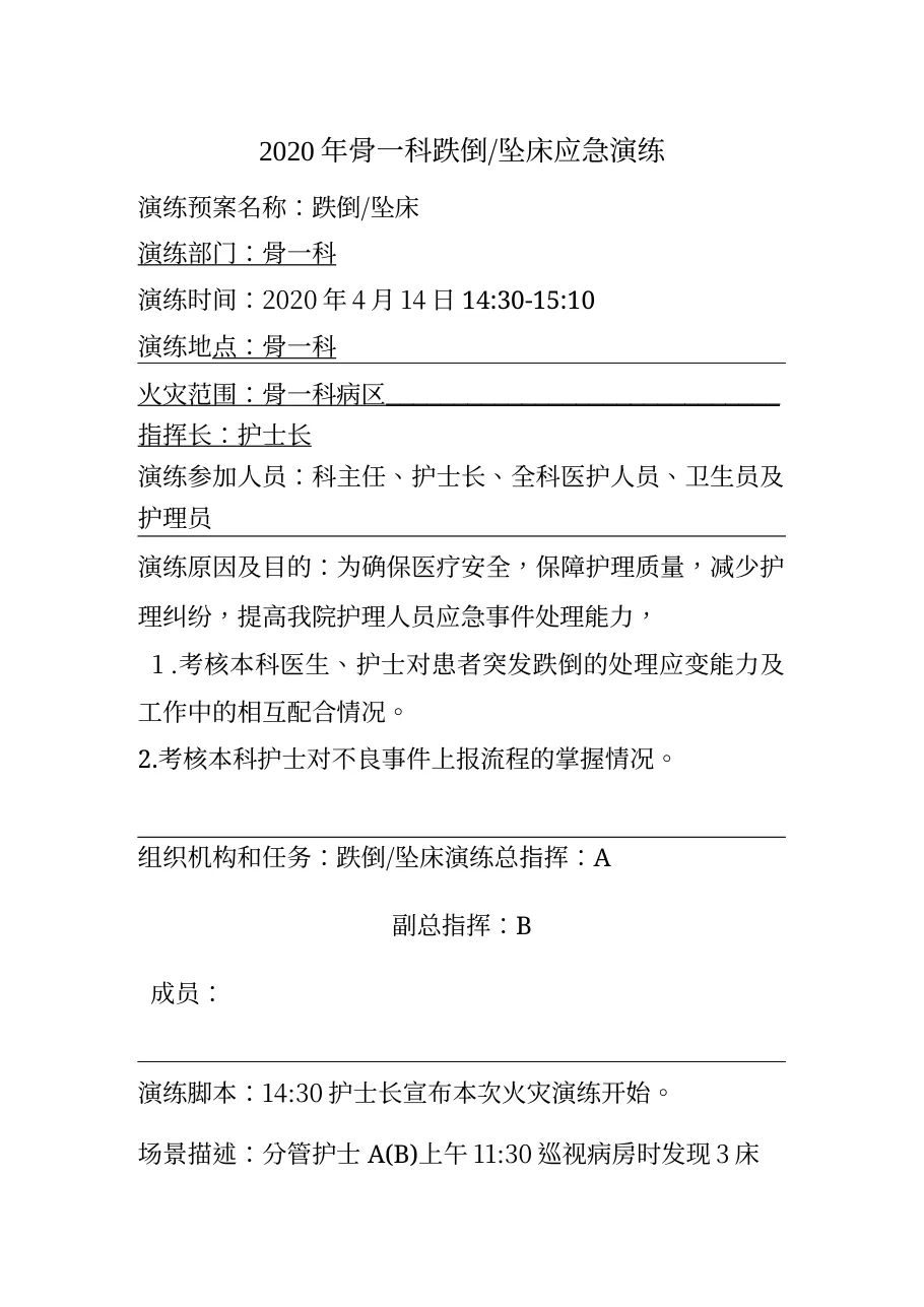 医院跌倒坠床应急演练j.b