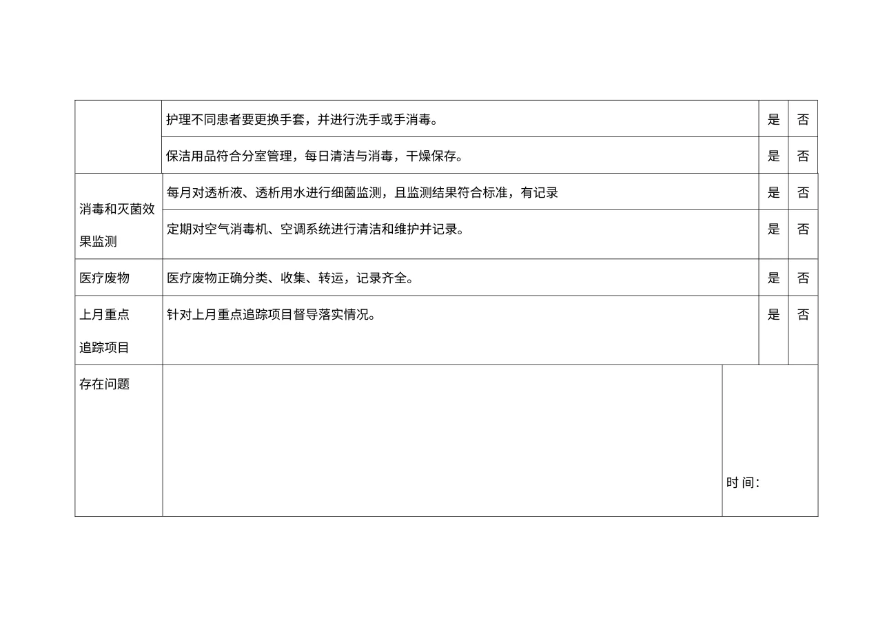 血透室感染管理质量自查表(记录图表) 预览图