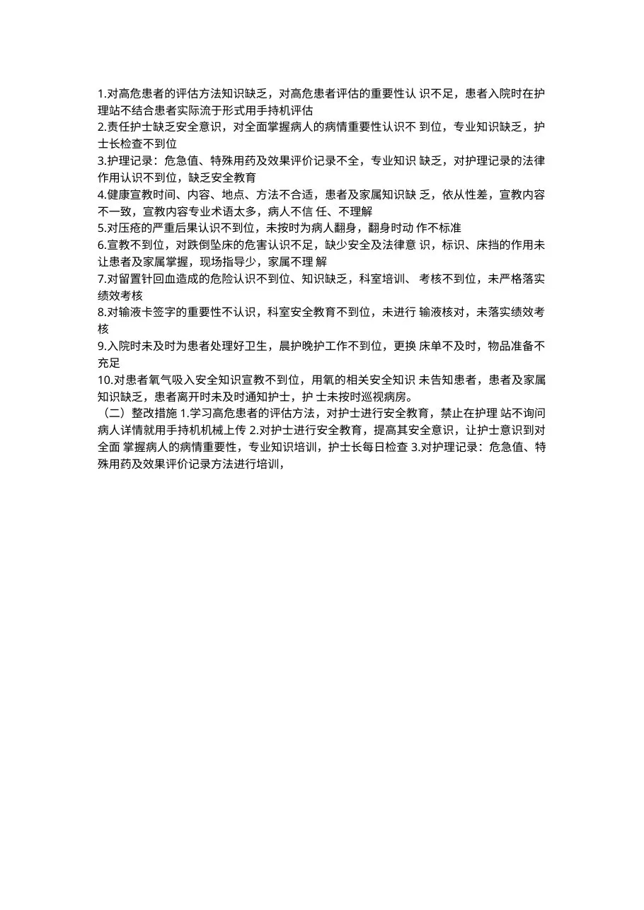 上半年护理质控问题原因分析整改措施 预览图